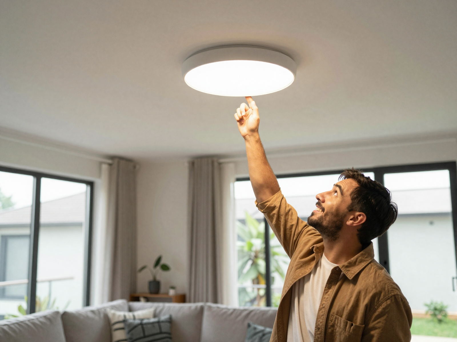 Completed electrical work with warm lighting